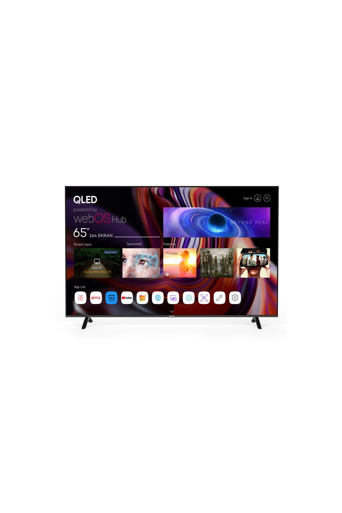 SUNNY 65" FRLS UHD Manyas QLED WebOS 2.0 Siyah